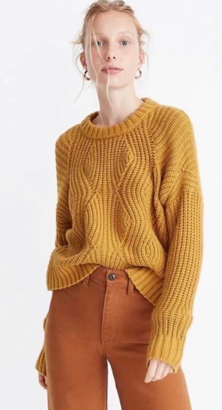 Madewell Everett Rib-Play Pullover Sweater Alpaca in Heather Cumin Size Small